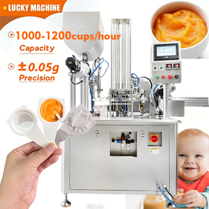 Machine automatique multifonctionnelle de remplissage et de scellage de bols en plastique pour liquides, pour bouillon d'os, yaourt, purée et friandises humides - Product Image 1
