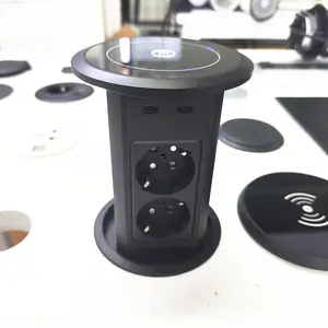 100mm foro 4 lato EU potenza motorizzata automatica retrattile cucina presa pop up con 2 USB C 2 USB A per l'home office