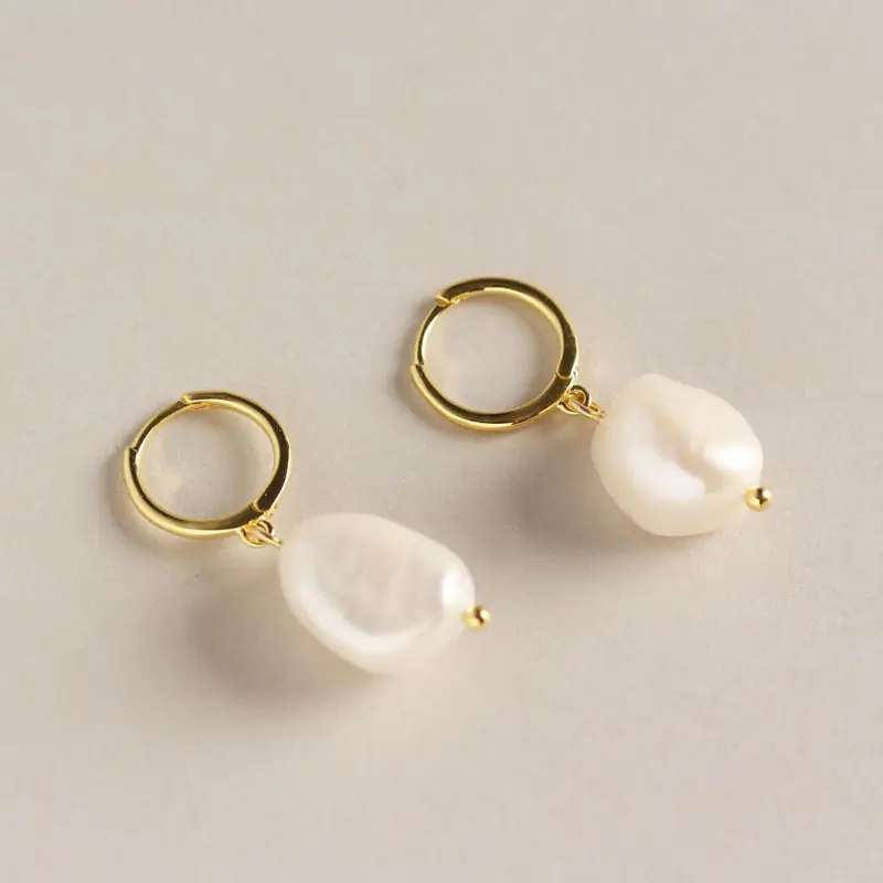 S925 Silver Baroque Irregular Freshwater Pearl Earring Designs Women Earrings