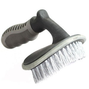 <b>Wheel</b> <b>Brush</b> Curved Straight Handle Tire Cleaning <b>Brush</b> For Car Steel Rim PVC Material - Product Image 4