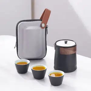 Du lịch Tea Set Nhật Bản sứ Kung Fu teaware Bộ Ngoài Trời một bình trà và ba cup lưu trữ di động văn phòng Tea Cup Set