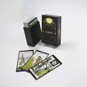 맞춤형 디자인 운세 게임 종이 타로 카드 가이드 북 공장 인쇄 오라클 데크 카드 럭셔리 포일 골드 서랍 타로
