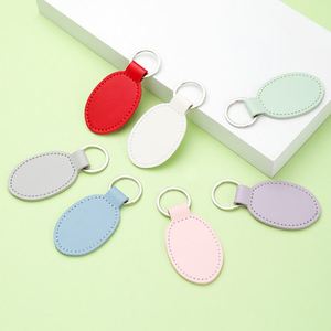 Custom logo Pu Leather Keychain <b>Blanks</b> Oval Leather <b>Key</b> Chain Car <b>Key</b> Fob <b>Key</b> Holder - Product Image 4