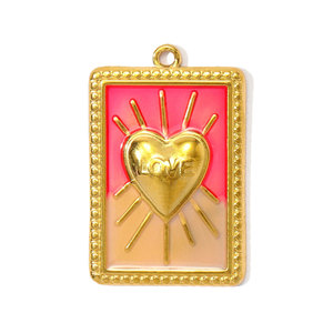 DIY Charm Schmuck Edelstahl 18 Karat vergoldet Bunte Vintage Emaille <span class=keywords><strong>Tarot</strong></span> Anhänger Eye Flame Star Moon Charms - Product Image 2