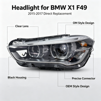 Phares automobiles, phares LED pour BMW X1 F49 2015-2017 OE 63117428735 63117428736, pièces automobiles