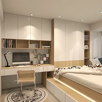 Vente directe d'usine Armoire moderne autoportante avec lit tatami Meubles de chambre à coucher écologiques et durables pour appartement et villa