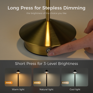 Lampade da Tavolo LED Ricaricabili Moderne, Luci Notturne Wireless con Dimmer Touch, Piccole Lampade da Tavolo in Metallo di Lusso per Ristoranti - Product Image 4