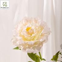 Pivoine artificielle rose champagne de haute qualité, 65 cm, tige unique, toucher réel, fleur en latex pour la décoration de la maison, de la table, des mariages et des fêtes