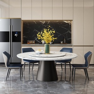 Mesa moderna Mesas de comedor con sillas Moderna con <span class=keywords><strong>Lazy</strong></span> <span class=keywords><strong>Susan</strong></span> Color opcional Juego de mesa de comedor Mármol - Product Image 3