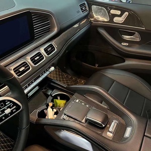 Kit d'intérieur de voiture en fibre de carbone sèche noire avec revêtement UV pour <span class=keywords><strong>Mercedes</strong></span> Classe <span class=keywords><strong>GLE</strong></span> W167 2019-<span class=keywords><strong>2022</strong></span>, garniture de console centrale, ruban adhésif 3M - Product Image 5