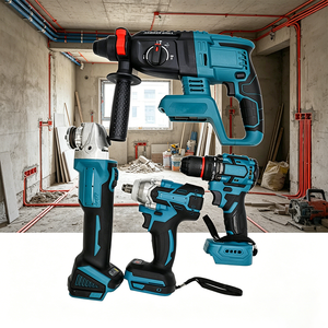 Ensemble d'outils électriques durables 21V, quatre pièces : perceuse, clé à chocs, meuleuse d'angle, marteau léger, pour travaux de bricolage en extérieur - Product Image 1