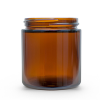120ml 120g 4 oz Bocaux en verre ambré à face droite avec couvercle en plastique