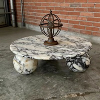 Table basse moderne de luxe nordique en marbre, socle durable Calacatta Viola, ensemble de meubles pour chambre et salon