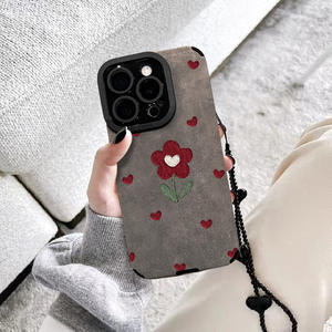 Coque de téléphone en forme de cœur avec petite fleur rouge, compatible avec iPhone 17PROMAX 16PLUS 15PRO, nouvelle collection - Product Image 4