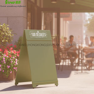 VINO Customized Metal Sandwich Board Sign <b>Stand</b> Powder Coated Freestanding Outdoor Display Rack - Product Image 1