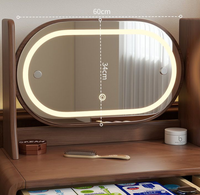 Coiffeuse moderne en bois avec éclairage LED, 4 tiroirs, gain de place, et miroir