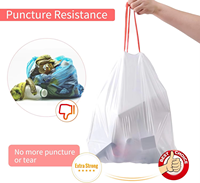 Sacs poubelles écologiques biodégradables durables avec poignée et cordon de serrage en matériau HDPE/LDPE/amidon de maïs personnalisables