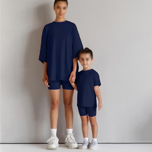 Ensembles de sport personnalisés pour les mères <span class=keywords><strong>et</strong></span> les filles, tenues assorties pour la famille, vêtements en bambou pour filles - Product Image 6