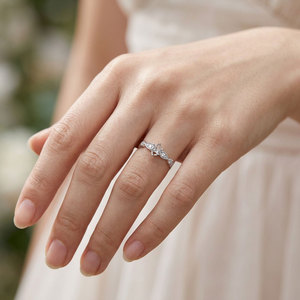 Anillo de compromiso de oro blanco macizo de 18 quilates con diseño de hojas de moda, diamantes naturales auténticos, engaste semimontado, para mujer, boda, gran venta. - Product Image 6