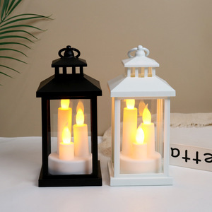 Linterna portátil cuadrada LED de Navidad con velas, uso de batería AA, lámpara de viento de vidrio de plástico, luz colgante para decoración del hogar - Product Image 2