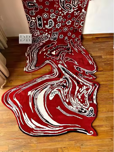 Alfombra de lana persa moderna de lujo, diseño sólido con mechones a mano, azul granate, superventas para comedor, sala de estar, cocina, suelo del hogar - Product Image 5