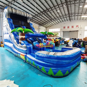 Castillo inflable comercial para niños con piscina, tobogán acuático tropical inflable para patio trasero, casa de brinco acuática comercial. - Product Image 2