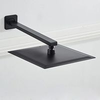 Pommeau de douche ovale noir mat effet pluie, pour usage hôtelier, 8/10/12 pouces, ultra-mince, avec bras de douche en laiton H59-1 chromé