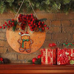 En stock: Decoraciones para coronas navideñas, letreros de bienvenida de madera, colgantes para puerta de Papá Noel, artículos para fiestas navideñas. - Product Image 3
