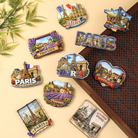 Aimant de réfrigérateur en bois 3D avec feuille d'argent et époxy, souvenir touristique de France, Paris, Provence, Bordeaux, vente en gros d'usine