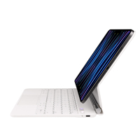 Clavier sans fil en cuir 2025 pour iPad, étui fin pliable avec pieds à ciseaux, touches magnétiques, coque arrière et écran LED