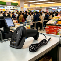 Scanner de codes-barres USB omnidirectionnel mains libres 1D/2D QR Code pour supermarchés et entrepôts DiligenCe en stock