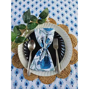 Serviettes de table légères en coton imprimées à la main, motif floral, lavables, faites à la main, personnalisables, pour mariage, jetables - Product Image 2