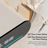 Ensemble de douche thermostatique mural blanc laiteux avec affichage LED de la température, pommeau de douche carré effet pluie