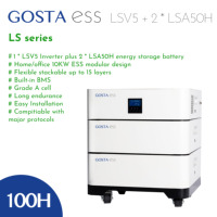 Système solaire au lithium GOSTA avec batterie empilable 5KW, onduleur PV 48V 51.2V 100AH AIO, charge rapide et roues
