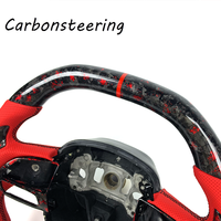Volant de course en fibre de carbone forgée rouge pour Dodge Hellcat SRT Charger/Challenger, design intérieur performance à fond plat
