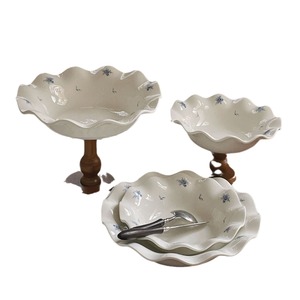French Embossed Blue Rose Ceramic Dessert Dish Vintage Home Restaurant Flower <b>Dinner</b> Plate for Party Occasions - Product Image 5