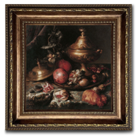 Tableau mural sur toile « Nature morte grenade » avec cadre baroque vintage, échantillons OEM/ODM prêts en moins d'une journée