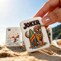 Jeu de Mahjong Américain Thème Plage Tropicale 160 Tuiles, Motif Artistique Personnalisé, Kit de Jeu de Mahjong, Cadeau pour les Amateurs de Mahjong
