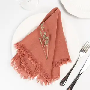Handmade Custom Banquet Cloth Napkins Cotton and Linen Dinner Wedding and Parties High Quality Elegant Pure Color Square
