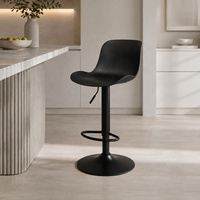 Tabouret de bar pivotant nordique moderne avec structure métallique entièrement noire, hauteur de comptoir, pour îlot de cuisine, bar à domicile, café, pub