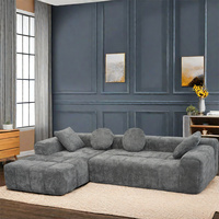Fabricante de Sofá Cama Seccional Modular Sin Estructura en Forma de L de Pana Gris Oscuro Comprimido al Vacío para el Hogar
