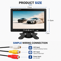 7 İnç TFT LCD Renkli HD Araç Monitörü Evrensel 12V 24V Araç Geri Görüş Ekranı, Kamyon Otobüs Karavan için AV Girişli