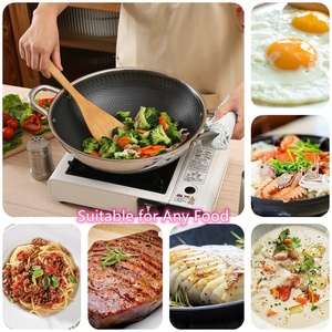 Poêle à frire en acier inoxydable 304 32cm Wok antiadhésif en nid d'abeille avec double oreilles Wok en acier de Chine - Product Image 4
