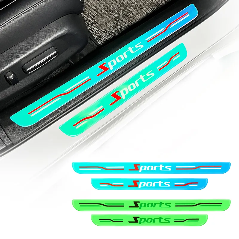 Couverture de seuil de porte autocollant en vinyle autocollant de protection de pare-chocs arrière bandes de film anti-rayures seuil de porte de voiture lumineux