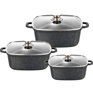 Ensemble de casseroles noires en aluminium moulé sous pression, antiadhésives, compatibles avec toutes les plaques de cuisson, ustensiles de cuisine écologiques, vente en gros - Product Image 4