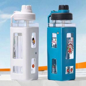 Botella de agua Kawaii Pastel de 700/900 ml con pajita, taza de plástico para viaje, té, jugo, leche, portátil, linda, para regalo. - Product Image 3