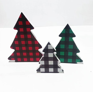 Decorazione Natalizia da Tavolo Ecologica in Legno con Motivo a Scacchi Bianco e Nero, Tagliata al Laser, Unica nel Suo Genere - Product Image 5
