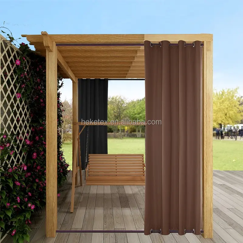 Outdoor Shower Grommet Brown Waterproof Blackout Sunproof Garden Curtains For Patio