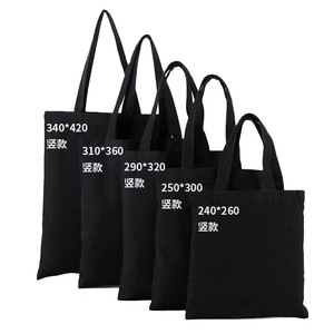 Grand sac fourre-tout en toile de coton noir de 10 onces, sacs de courses réutilisables écologiques en tissu - Product Image 1