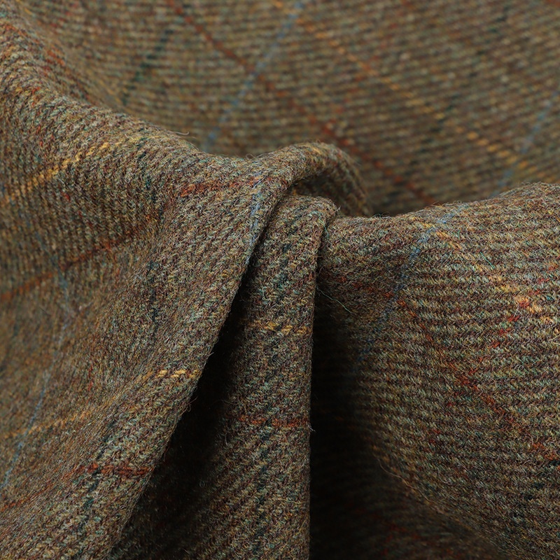 2024 New Woven Harris Plaid Brocade Fabric 100% Wool Abrasion-Resistant British Retro Apparel Coat/Jacket